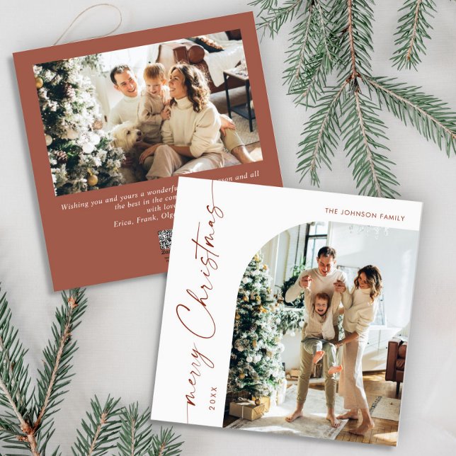 Simple Elegant Stylish 2 PHOTO Christmas Greeting Holiday Card (Creator Uploaded)