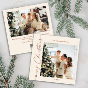 Simple Elegant Stylish 2 PHOTO Christmas Greeting Holiday Card