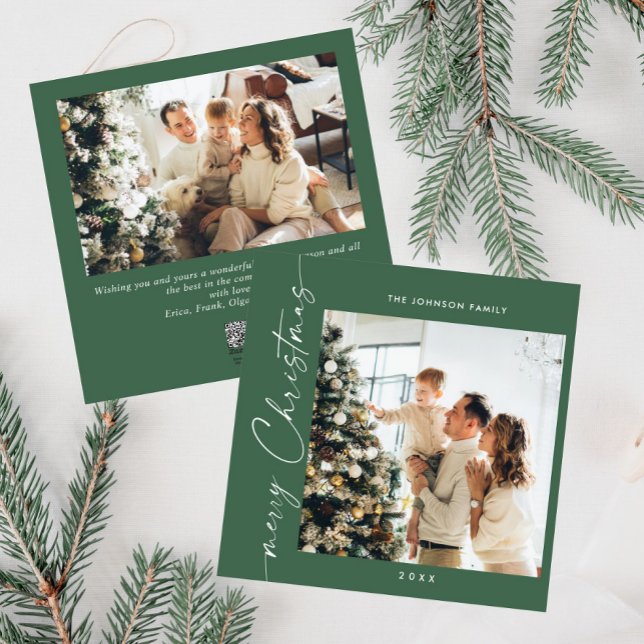 Simple Elegant Stylish 2 PHOTO Christmas Greeting Holiday Card (Creator Uploaded)