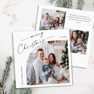 Simple Elegant Stylish 3 PHOTO Christmas Greeting Holiday Card