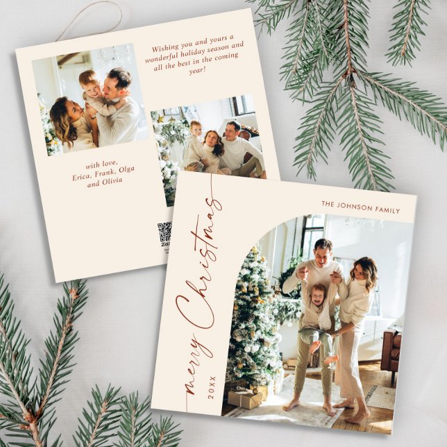 Simple Elegant Stylish 3 PHOTO Christmas Greeting Holiday Card (Creator Uploaded)