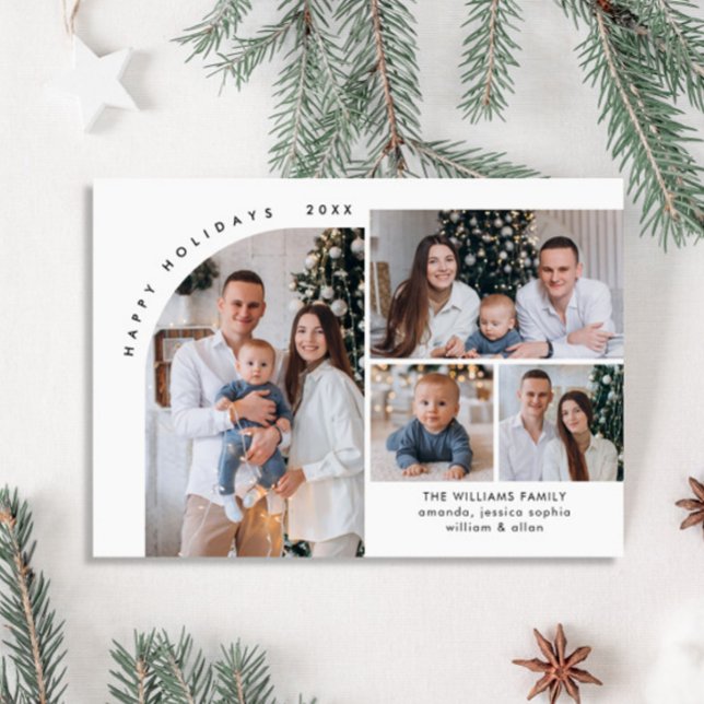 Simple Elegant Stylish 4 PHOTO Christmas Greeting Holiday Card (Creator Uploaded)
