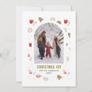 Simple Elegant Stylish Christmas family photo Holiday Card