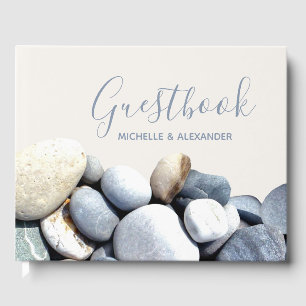 Simple Elegant Stylish Pebbles Modern Wedding Guest Book
