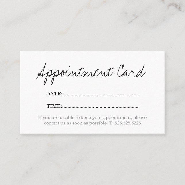 Simple Elegant Stylish White Appointment Card (Front)