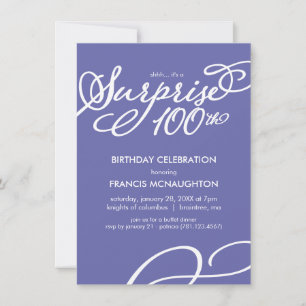 Simple, Elegant Surprise 100th Birthday Invitation