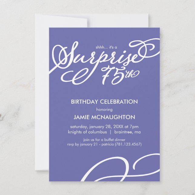 Simple, Elegant Surprise 75th Birthday Invitation (Front)