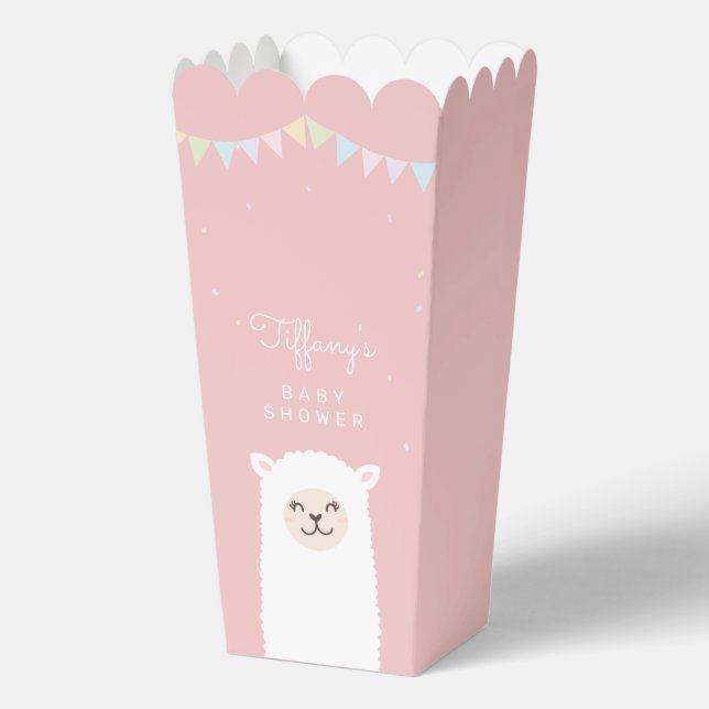 Simple Elegant Sweet Alpaca Llama Girl Baby Shower Favour Box (Front)