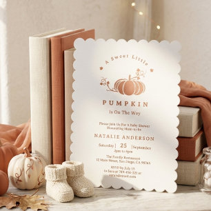 Simple Elegant Sweet Little Pumpkin Baby Shower Invitation