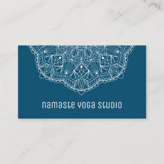 Simple Elegant Teal Hand Drawn Mandala Business Card