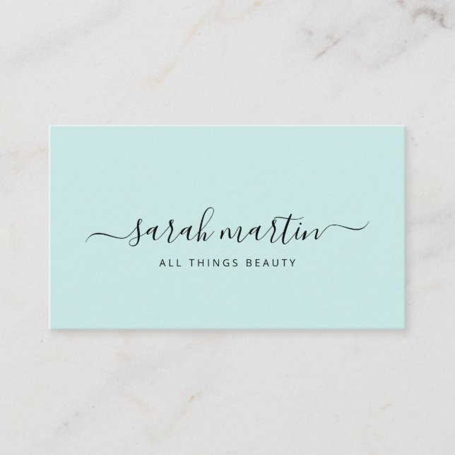 Simple Elegant Teal Turquoise Business Card (Front)