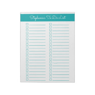 Simple Elegant Teal Vertical 8.5x11 Two Column Notepad