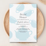 Simple Elegant Teapot Cup Dusty Blue Bridal Shower Invitation<br><div class="desc">Simple Elegant Teapot Cup Dusty Blue Bridal Shower Invitation</div>