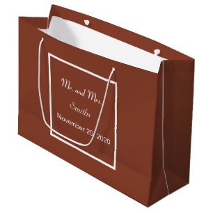Simple Elegant Terracotta and White Wedding Large  Large Gift Bag