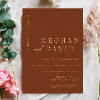 Simple Elegant Terracotta Gold Wedding 