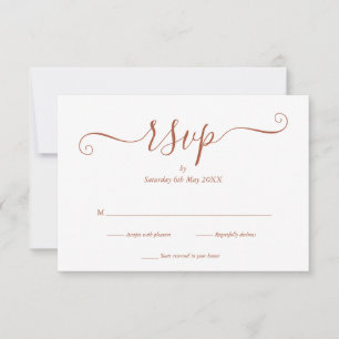 Simple Elegant Terracotta Script Wedding RSVP Card