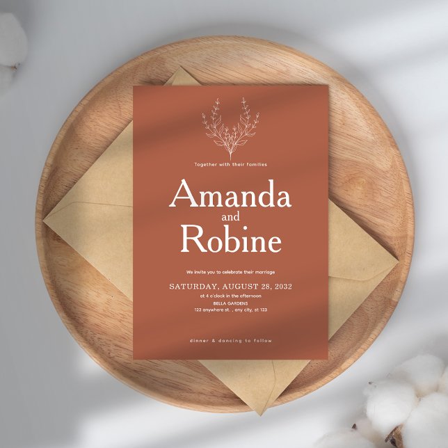 Simple Elegant Terracotta Wedding Invitation (Creator Uploaded)