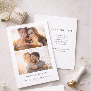 Simple Elegant Text and 2 Photos Wedding Invitation
