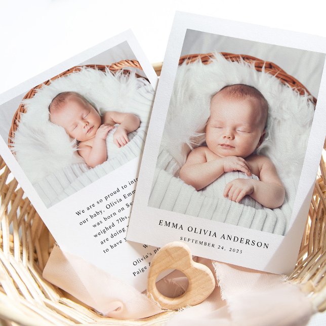 Simple Elegant Text and Photo | Birth Announcement (Creator Uploaded)