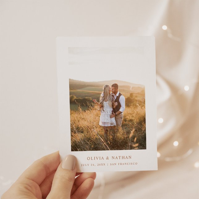 Simple Elegant Text and Photo | Boho Save the Date Announcement Postcard (Creator Uploaded)