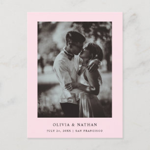 Simple Elegant Text and Photo   Pink Save the Date Announcement Postcard