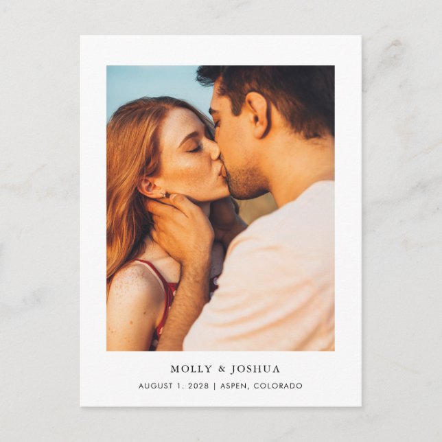Simple Elegant Text and Photo Save the Date  Announcement Postcard (Front)