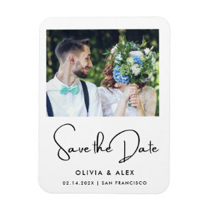 Simple Elegant Text and Photo Save The Date Magnet