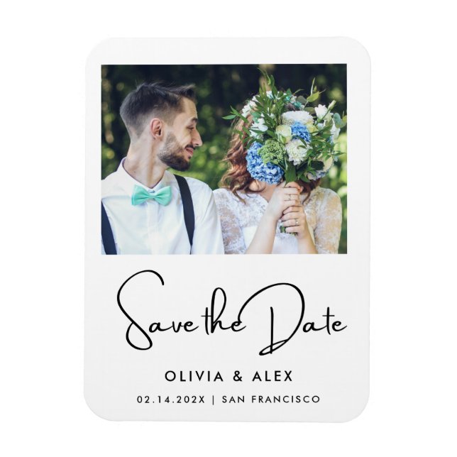 Simple Elegant Text and Photo | Save The Date  Magnet (Vertical)