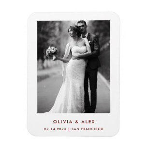 Simple Elegant Text and Photo   Save The Date  Magnet