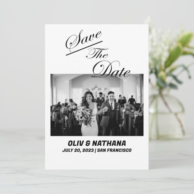 Simple Elegant Text and Photo | Wedding Invitation (Standing Front)