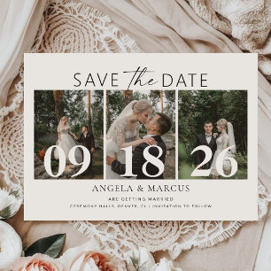 Simple Elegant Text and Photo Wedding Save The Date
