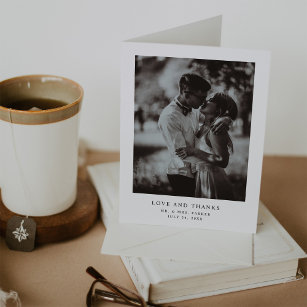 Simple Elegant Text and Photo   Wedding Thank You Card