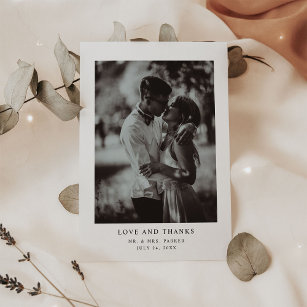 Simple Elegant Text and Photo   Wedding Thank You Postcard