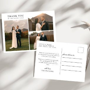 Simple Elegant Text and Photo Wedding Thank You  Postcard