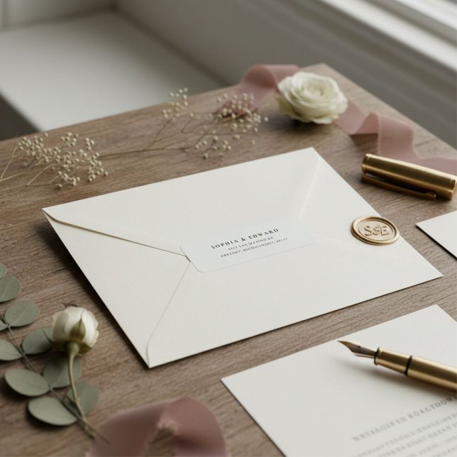 Simple elegant text black and white return address label (Creator Uploaded)