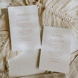 Simple Elegant Text   Boho Wedding Guest Details Enclosure Card