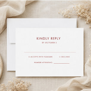 Simple Elegant Text Boho Wedding RSVP Card