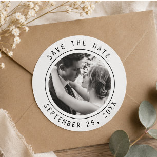 Simple Elegant Text & Photo QR Code Wedding Classic Round Sticker