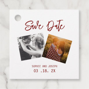 Simple Elegant Text & Photo QR Code Wedding Favour Tags