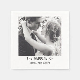 Simple Elegant Text & Photo QR Code Wedding Napkin