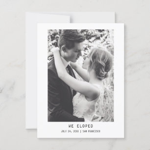 Simple Elegant Text & Photo   Wedding Announcement Postcard