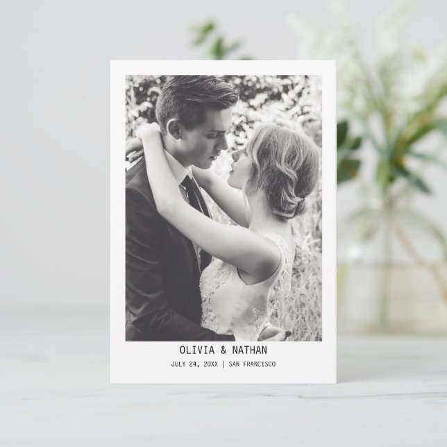  Simple Elegant Text & Photo | Wedding  Save The Date (Standing Front)