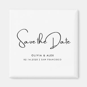 Simple Elegant Text   Save The Date  Magnet