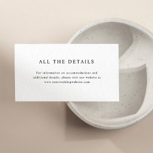 Simple Elegant Text   Wedding Details Enclosure Card