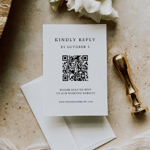 Simple Elegant Text Wedding QR Code RSVP Card