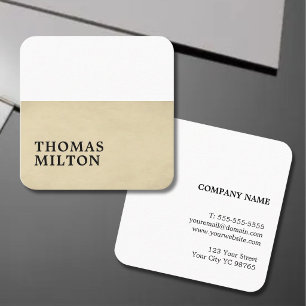 Simple Elegant Texture Beige White Consultant  Square Business Card