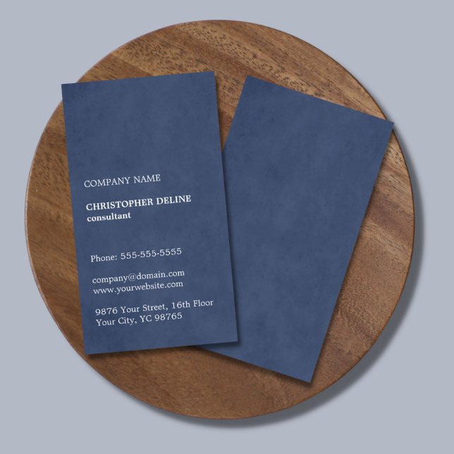 Simple Elegant Texture Blue Consultant Business Card (Creator Uploaded)