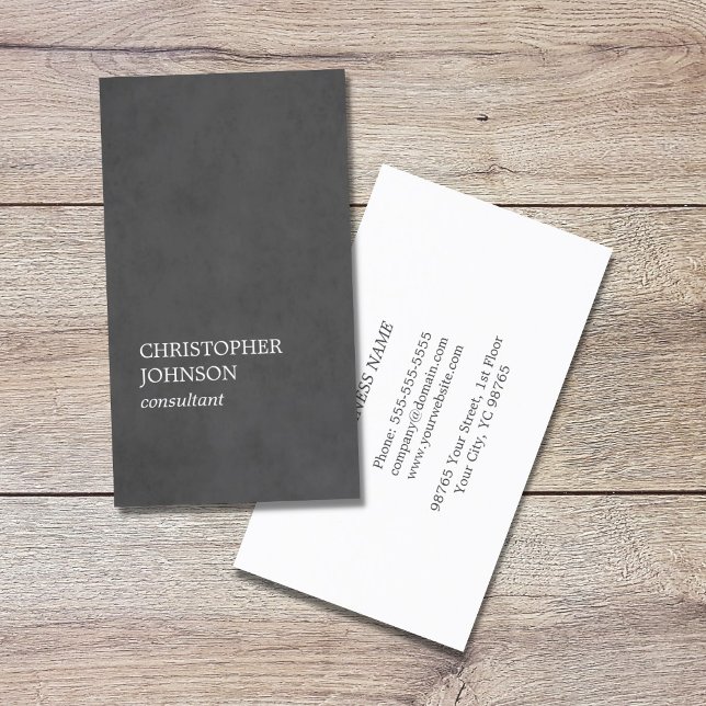 Simple Elegant Texture Dark Grey Consultant Business Card (Creator Uploaded)