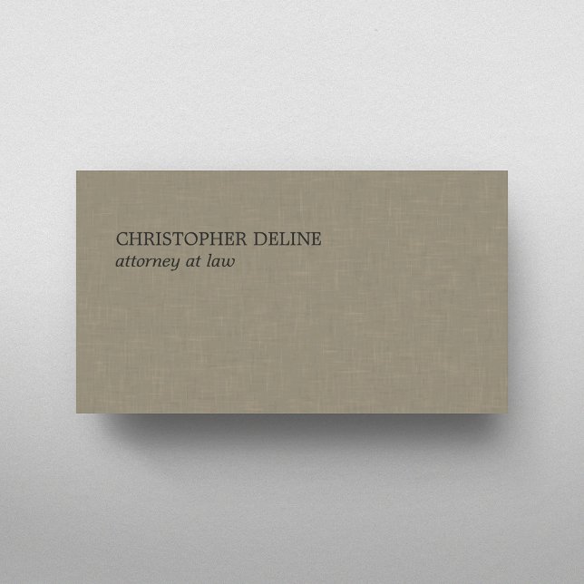 Simple Elegant Texture Linen Attorney at Law Business Card (Creator Uploaded)
