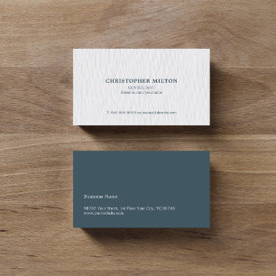 Simple Elegant Texture White Blue Consultant Business Card
